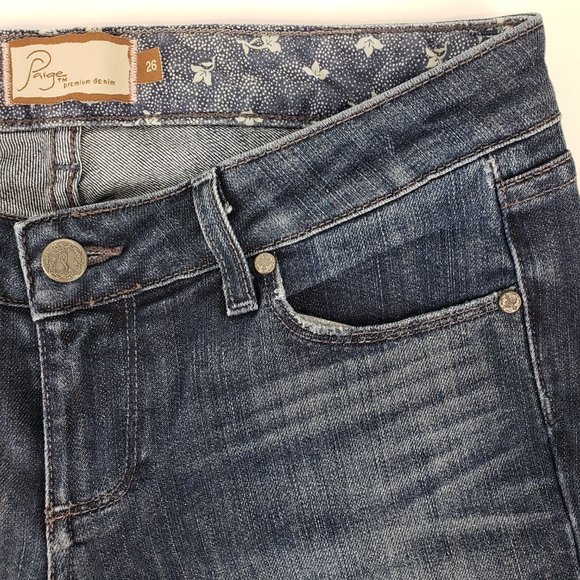 Paige Embroidered Benedict Canyon Boot Cut Jeans 26 - Picture 3 of 12